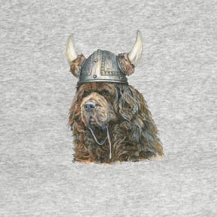 Newfoundland Dog in Viking Helmet with Horns T-Shirt